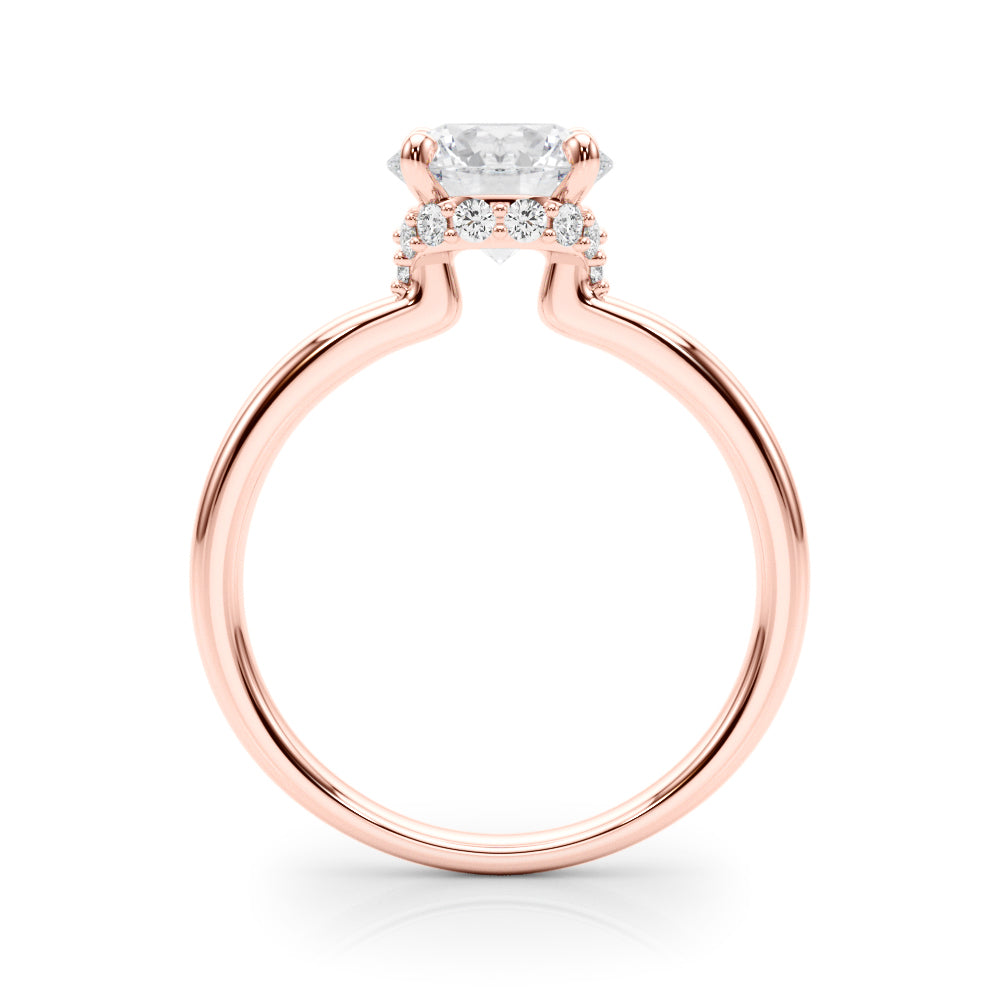 Resplendent Hidden Halo Rd Center Round Diamond Engagement Ring in 10K/14K gold and platinum with certified lab-grown or natural diamonds