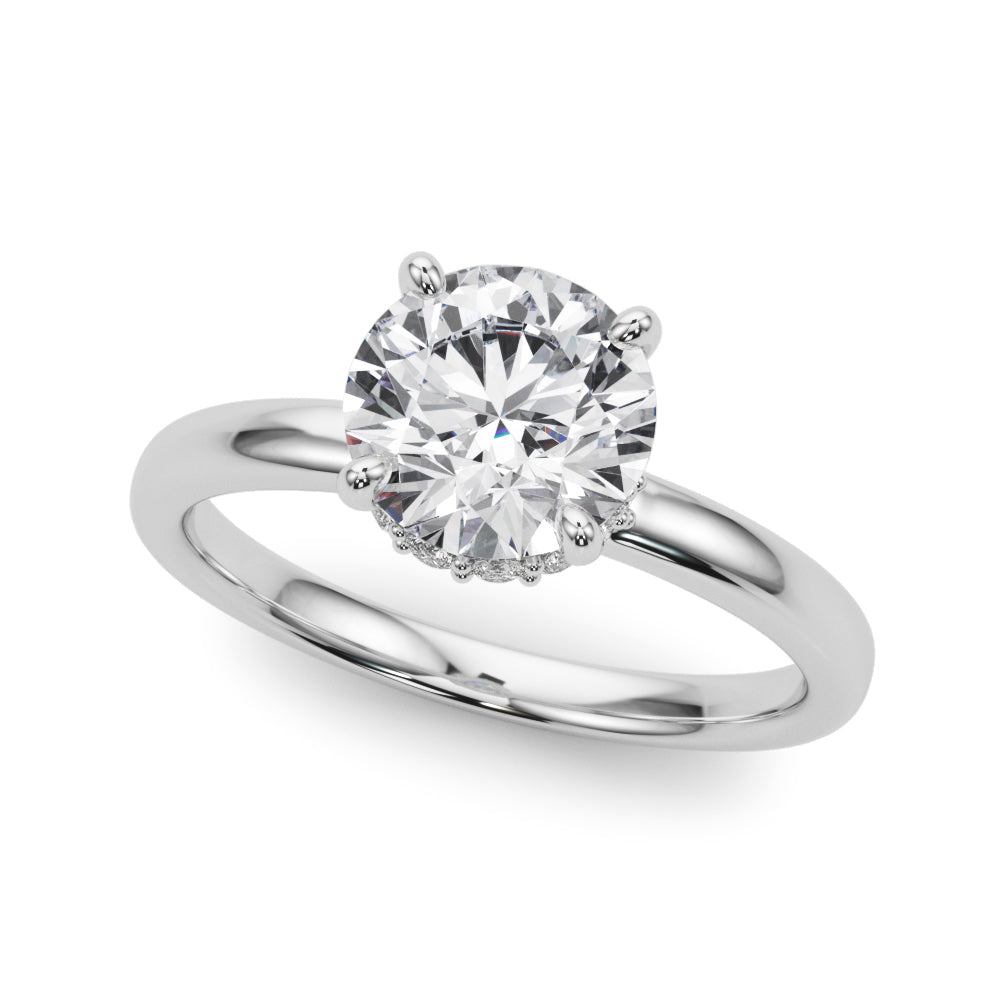 Resplendent Hidden Halo Rd Center Round Diamond Engagement Ring in 10K/14K gold and platinum with certified lab-grown or natural diamonds