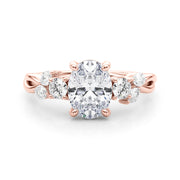 Cherished Split Shank Oval Center Rd & Mq Sides Oval Diamond Engagement Ring in 10K/14K gold and platinum with certified lab-grown or natural diamonds