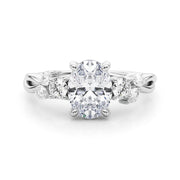 Cherished Split Shank Oval Center Rd & Mq Sides Oval Diamond Engagement Ring in 10K/14K gold and platinum with certified lab-grown or natural diamonds