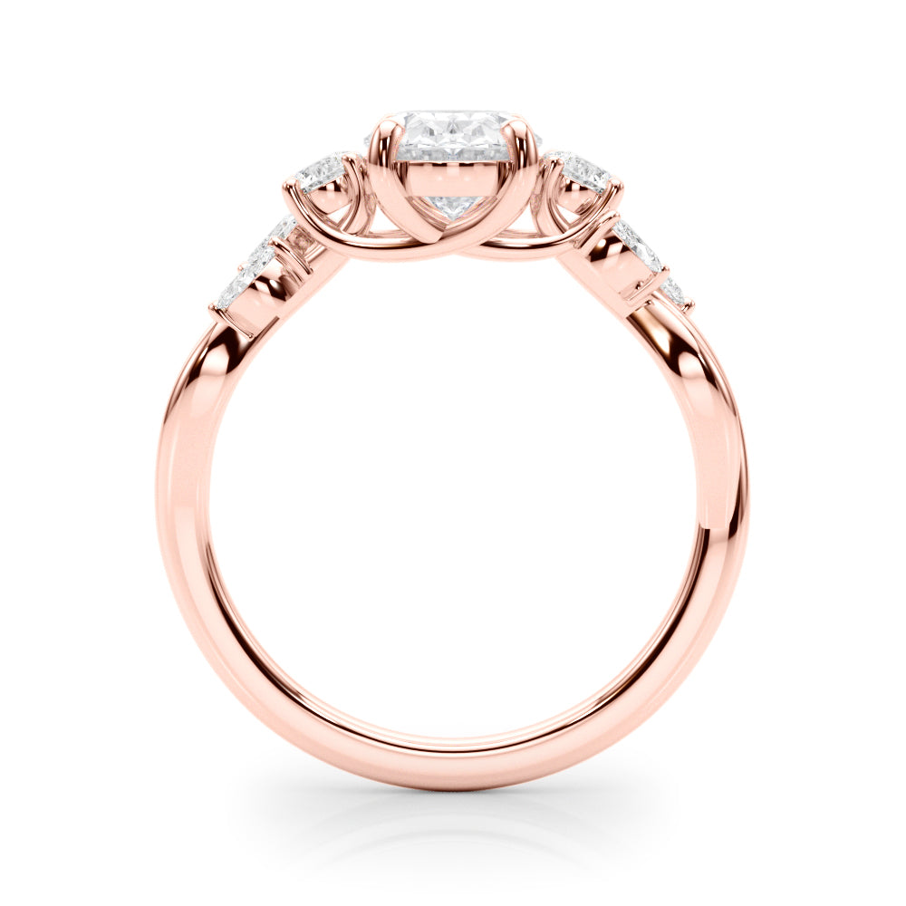 Cherished Split Shank Oval Center Rd & Mq Sides Oval Diamond Engagement Ring in 10K/14K gold and platinum with certified lab-grown or natural diamonds