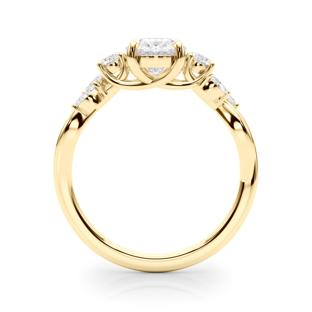 Cherished Split Shank Oval Center Rd & Mq Sides Oval Diamond Engagement Ring in 10K/14K gold and platinum with certified lab-grown or natural diamonds
