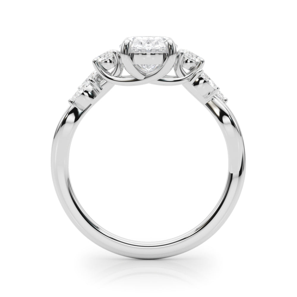 Cherished Split Shank Oval Center Rd & Mq Sides Oval Diamond Engagement Ring in 10K/14K gold and platinum with certified lab-grown or natural diamonds