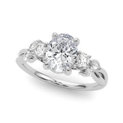 Cherished Split Shank Oval Center Rd & Mq Sides Oval Diamond Engagement Ring in 10K/14K gold and platinum with certified lab-grown or natural diamonds