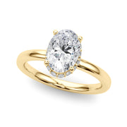 Noble Hidden Halo Center Oval Diamond Engagement Ring in 10K/14K gold and platinum with certified lab-grown or natural diamonds