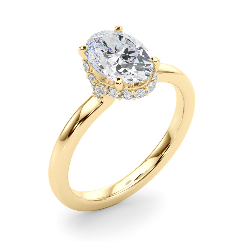Noble Hidden Halo Center Oval Diamond Engagement Ring in 10K/14K gold and platinum with certified lab-grown or natural diamonds