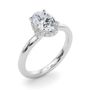 Noble Hidden Halo Center Oval Diamond Engagement Ring in 10K/14K gold and platinum with certified lab-grown or natural diamonds
