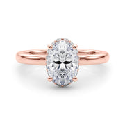 Noble Hidden Halo Center Oval Diamond Engagement Ring in 10K/14K gold and platinum with certified lab-grown or natural diamonds