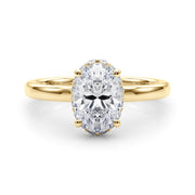 Noble Hidden Halo Center Oval Diamond Engagement Ring in 10K/14K gold and platinum with certified lab-grown or natural diamonds