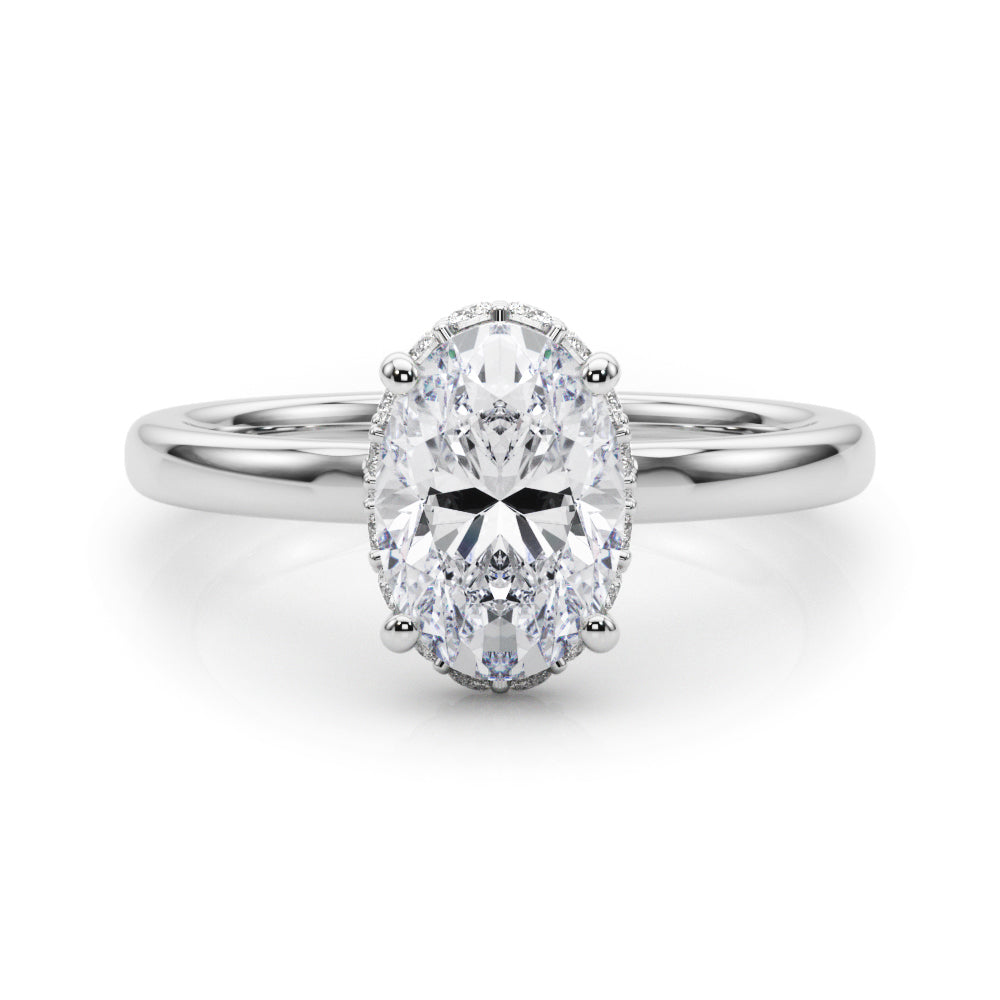 Noble Hidden Halo Center Oval Diamond Engagement Ring in 10K/14K gold and platinum with certified lab-grown or natural diamonds