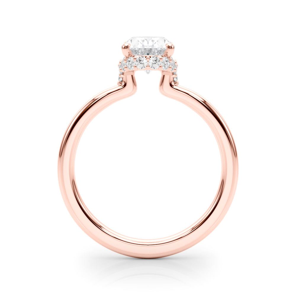 Noble Hidden Halo Center Oval Diamond Engagement Ring in 10K/14K gold and platinum with certified lab-grown or natural diamonds