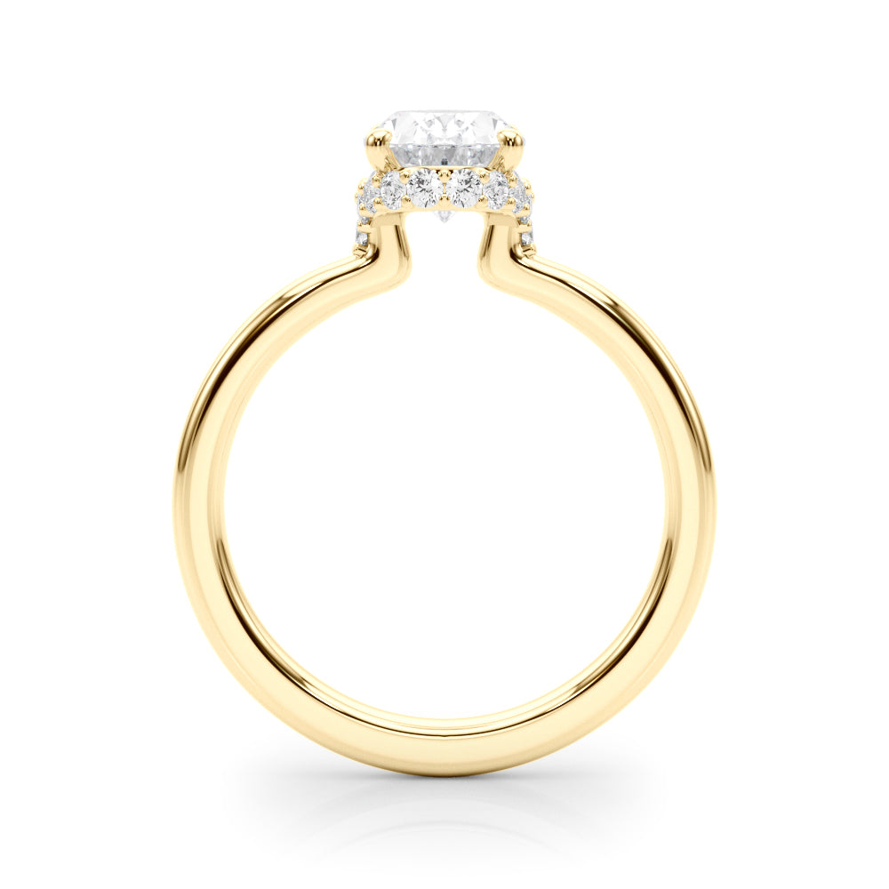 Noble Hidden Halo Center Oval Diamond Engagement Ring in 10K/14K gold and platinum with certified lab-grown or natural diamonds