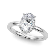 Noble Hidden Halo Center Oval Diamond Engagement Ring in 10K/14K gold and platinum with certified lab-grown or natural diamonds