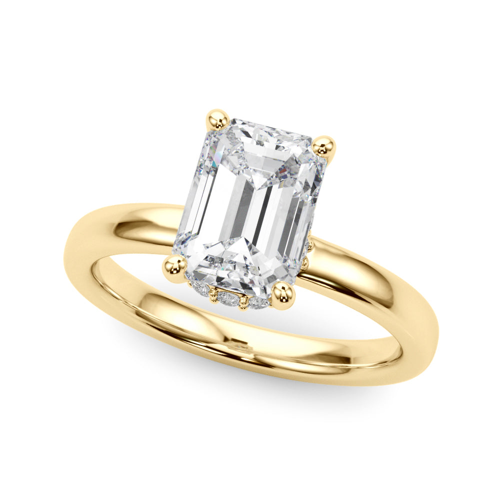 Couture Hidden Halo Ec Center Emerald Diamond Engagement Ring in 10K/14K gold and platinum with certified lab-grown or natural diamonds