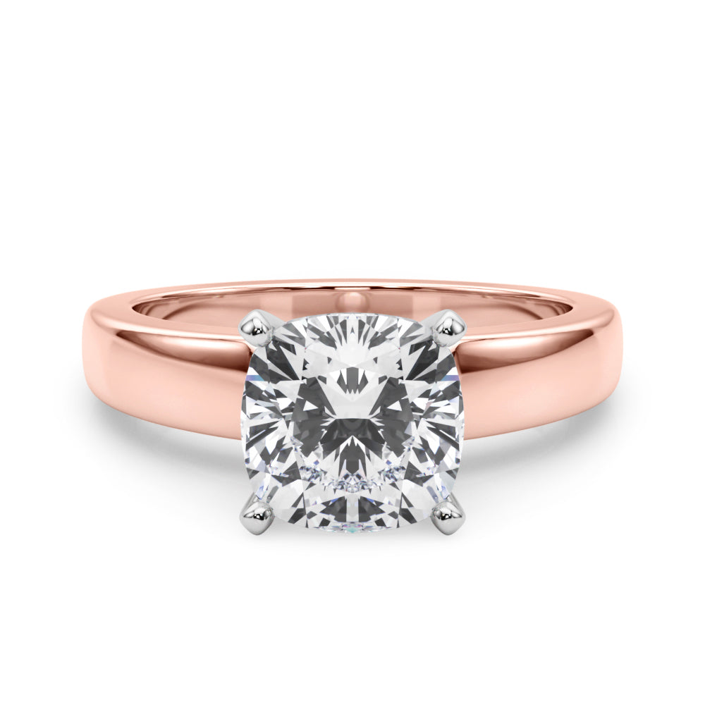 Radiant Solitaire Round Diamond Engagement Ring in 10K/14K gold and platinum with certified lab-grown or natural diamonds