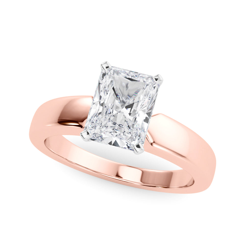 Radiant Solitaire Round Diamond Engagement Ring in 10K/14K gold and platinum with certified lab-grown or natural diamonds
