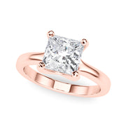Romantic Solitaire Cut Princess Diamond Engagement Ring in 10K/14K gold and platinum with certified lab-grown or natural diamonds