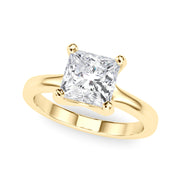Romantic Solitaire Cut Princess Diamond Engagement Ring in 10K/14K gold and platinum with certified lab-grown or natural diamonds