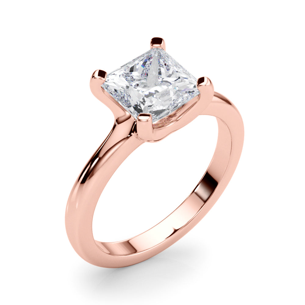 Romantic Solitaire Cut Princess Diamond Engagement Ring in 10K/14K gold and platinum with certified lab-grown or natural diamonds