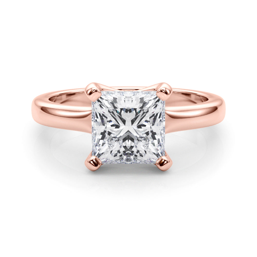 Romantic Solitaire Cut Princess Diamond Engagement Ring in 10K/14K gold and platinum with certified lab-grown or natural diamonds