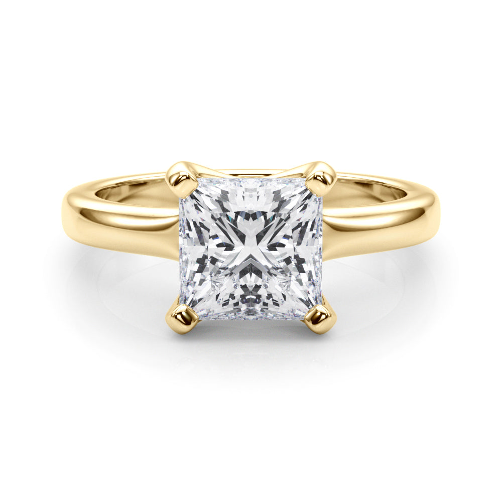 Romantic Solitaire Cut Princess Diamond Engagement Ring in 10K/14K gold and platinum with certified lab-grown or natural diamonds