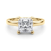 Romantic Solitaire Cut Princess Diamond Engagement Ring in 10K/14K gold and platinum with certified lab-grown or natural diamonds