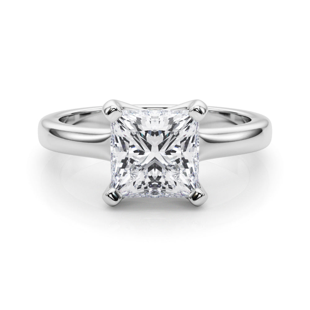 Romantic Solitaire Cut Princess Diamond Engagement Ring in 10K/14K gold and platinum with certified lab-grown or natural diamonds