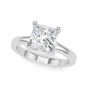 Romantic Solitaire Cut Princess Diamond Engagement Ring in 10K/14K gold and platinum with certified lab-grown or natural diamonds