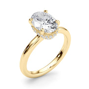 Celestial Hidden Halo Center Oval Diamond Engagement Ring in 10K/14K gold and platinum with certified lab-grown or natural diamonds