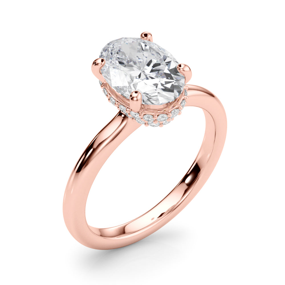 Celestial Hidden Halo Center Oval Diamond Engagement Ring in 10K/14K gold and platinum with certified lab-grown or natural diamonds