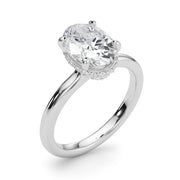 Celestial Hidden Halo Center Oval Diamond Engagement Ring in 10K/14K gold and platinum with certified lab-grown or natural diamonds