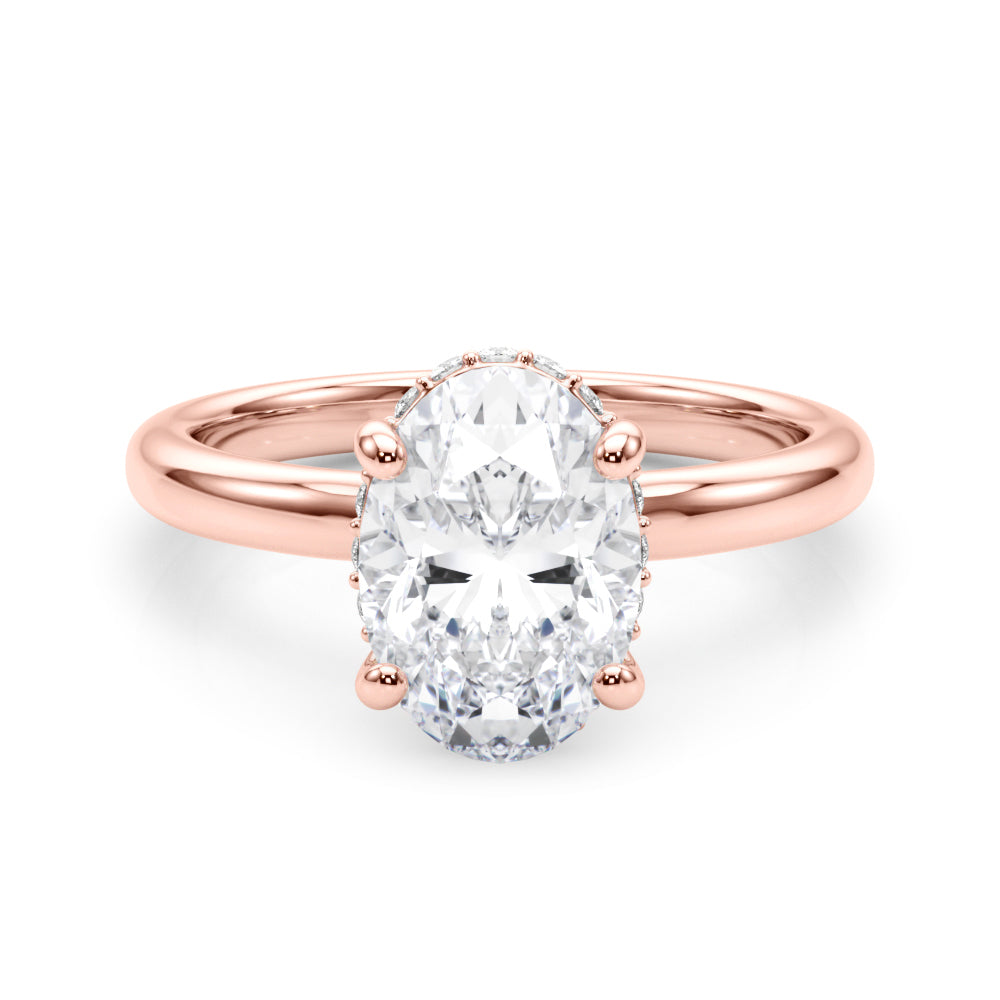 Celestial Hidden Halo Center Oval Diamond Engagement Ring in 10K/14K gold and platinum with certified lab-grown or natural diamonds