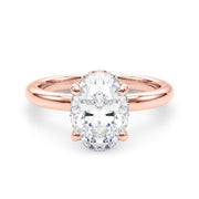 Celestial Hidden Halo Center Oval Diamond Engagement Ring in 10K/14K gold and platinum with certified lab-grown or natural diamonds