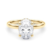 Celestial Hidden Halo Center Oval Diamond Engagement Ring in 10K/14K gold and platinum with certified lab-grown or natural diamonds