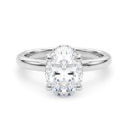 Celestial Hidden Halo Center Oval Diamond Engagement Ring in 10K/14K gold and platinum with certified lab-grown or natural diamonds