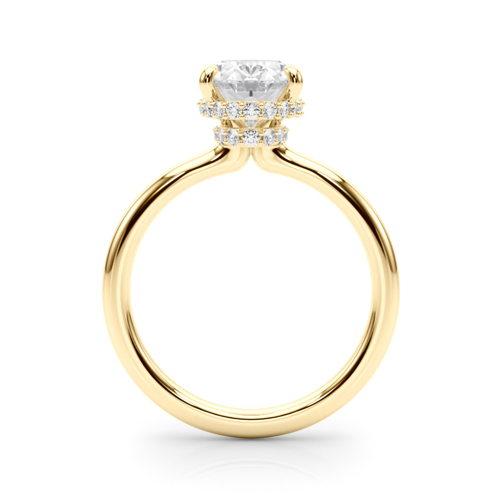 Celestial Hidden Halo Center Oval Diamond Engagement Ring in 10K/14K gold and platinum with certified lab-grown or natural diamonds