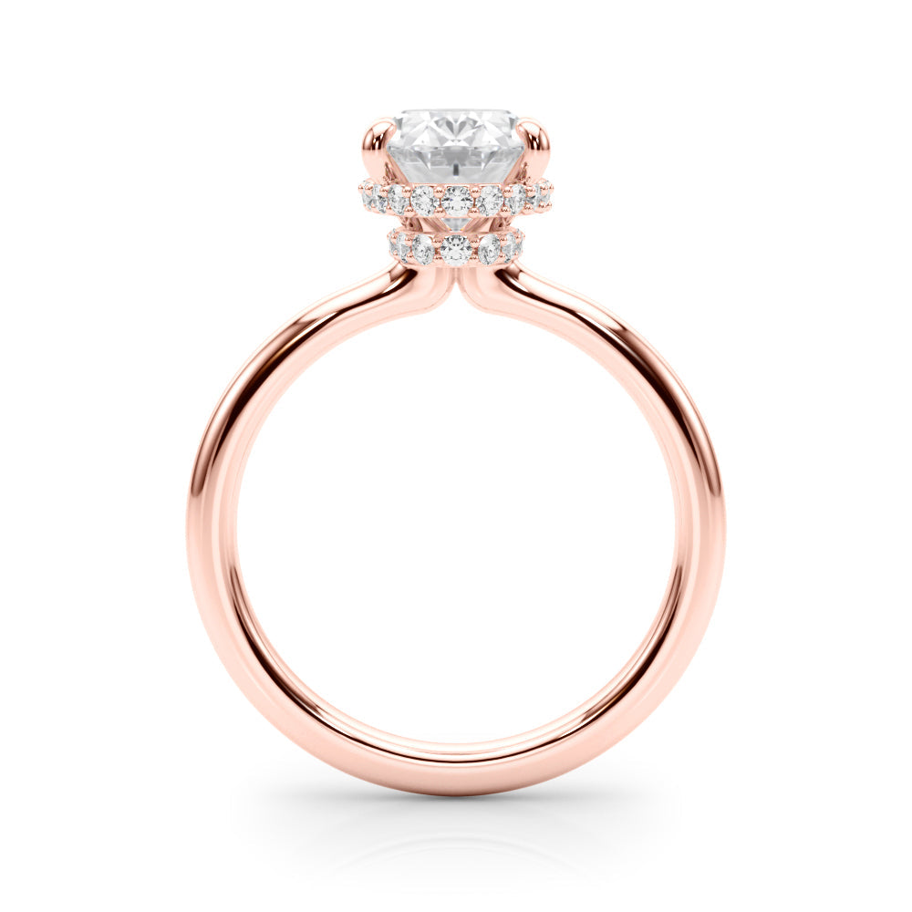 Celestial Hidden Halo Center Oval Diamond Engagement Ring in 10K/14K gold and platinum with certified lab-grown or natural diamonds