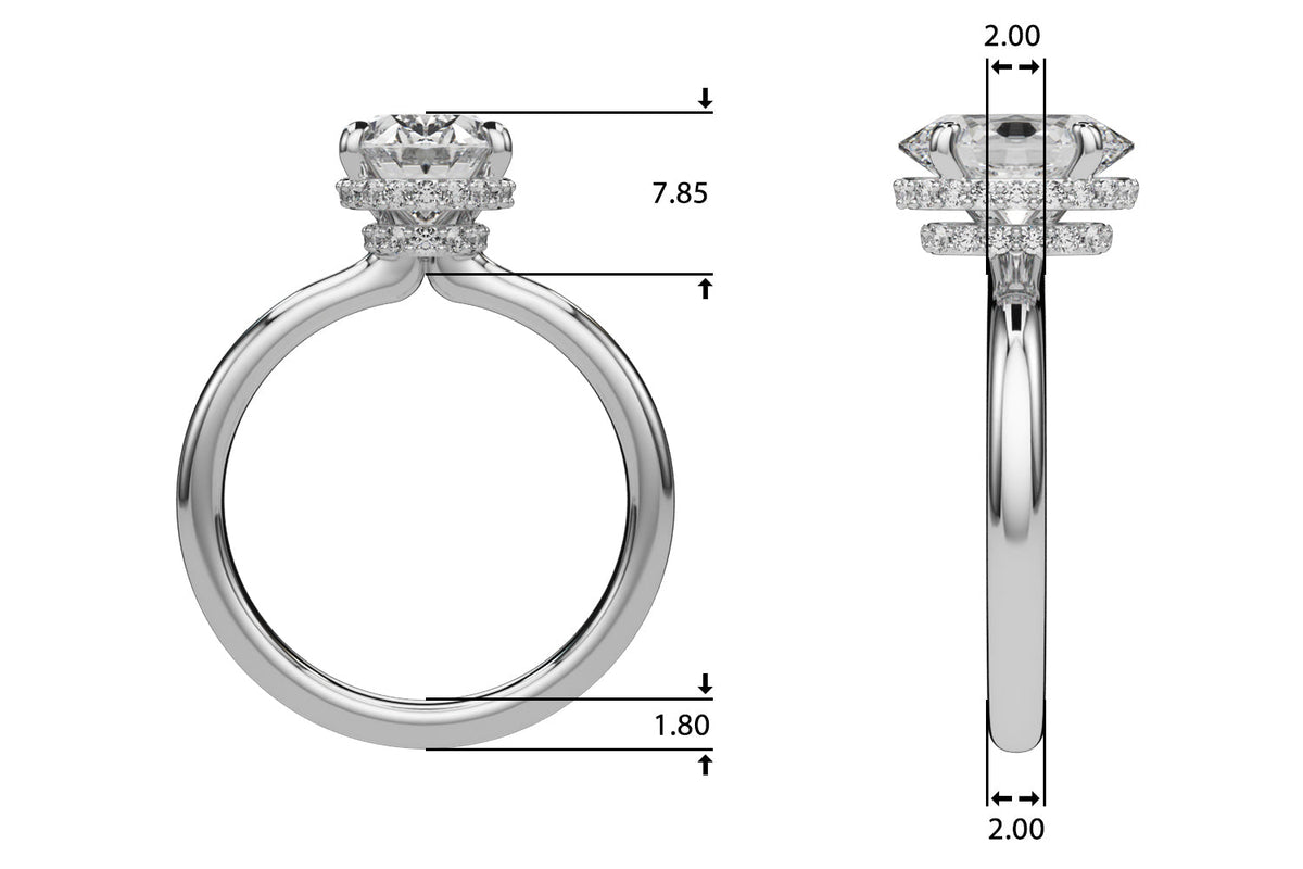 Celestial Hidden Halo Center Oval Diamond Engagement Ring in 10K/14K gold and platinum with certified lab-grown or natural diamonds