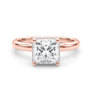 Dazzling Hidden Halo Cut Center Single Row Princess Diamond Engagement Ring in 10K/14K gold and platinum with certified lab-grown or natural diamonds