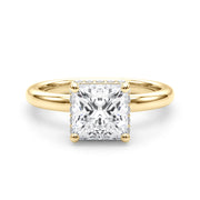 Dazzling Hidden Halo Cut Center Single Row Princess Diamond Engagement Ring in 10K/14K gold and platinum with certified lab-grown or natural diamonds