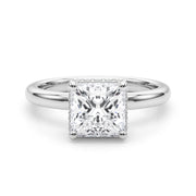 Dazzling Hidden Halo Cut Center Single Row Princess Diamond Engagement Ring in 10K/14K gold and platinum with certified lab-grown or natural diamonds