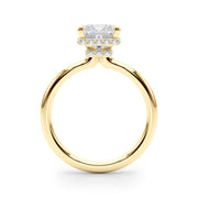Dazzling Hidden Halo Cut Center Single Row Princess Diamond Engagement Ring in 10K/14K gold and platinum with certified lab-grown or natural diamonds