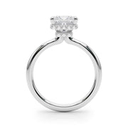 Dazzling Hidden Halo Cut Center Single Row Princess Diamond Engagement Ring in 10K/14K gold and platinum with certified lab-grown or natural diamonds