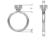 Dazzling Hidden Halo Cut Center Single Row Princess Diamond Engagement Ring in 10K/14K gold and platinum with certified lab-grown or natural diamonds