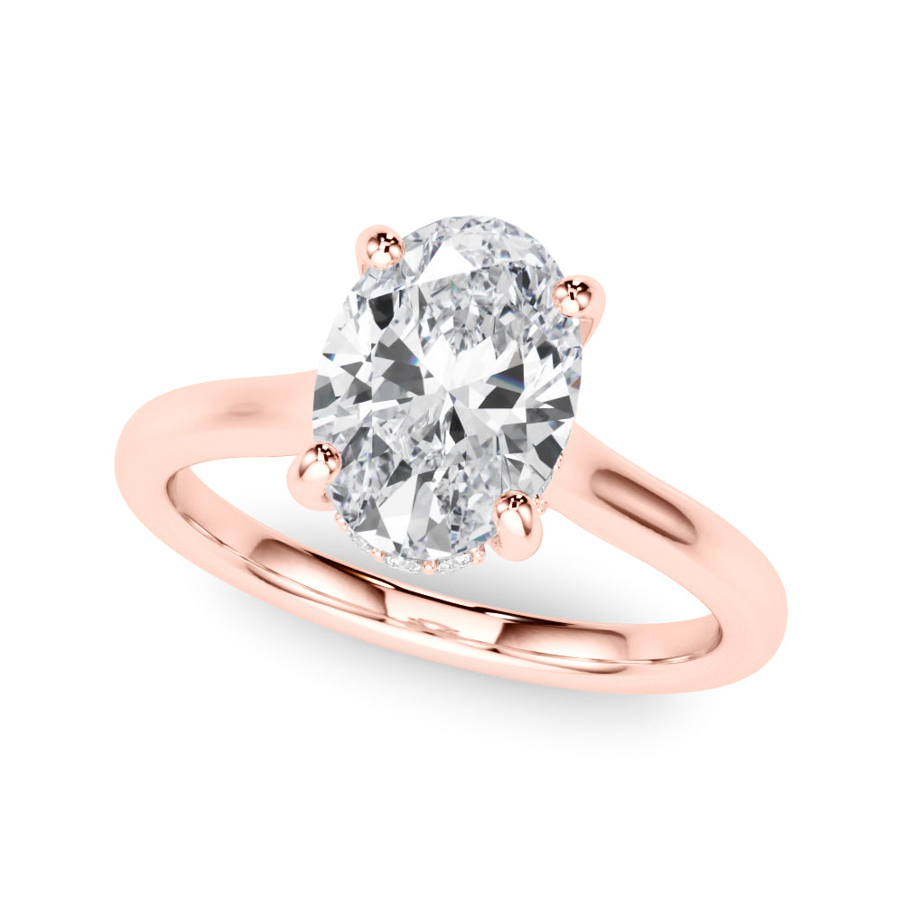 Elegant Sidestone Oval Diamond Engagement Ring in 10K/14K gold and platinum with certified lab-grown or natural diamonds