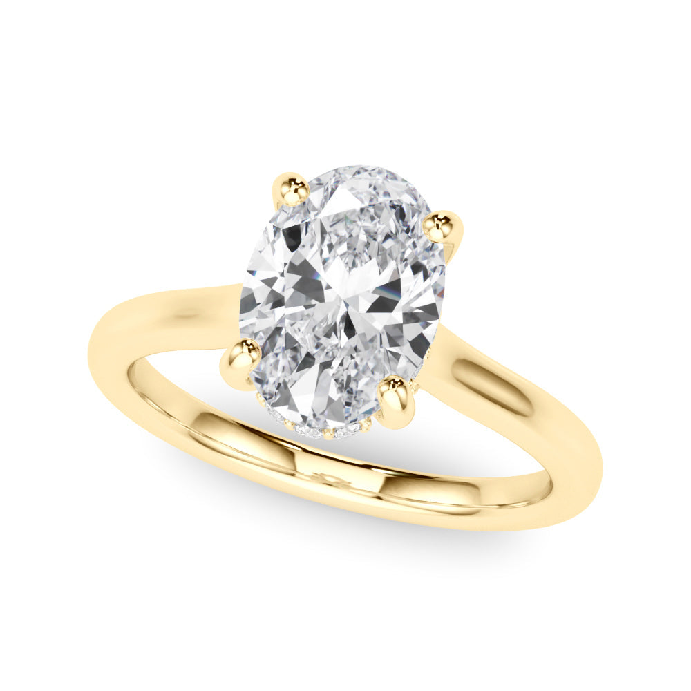 Elegant Sidestone Oval Diamond Engagement Ring in 10K/14K gold and platinum with certified lab-grown or natural diamonds