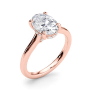 Elegant Sidestone Oval Diamond Engagement Ring in 10K/14K gold and platinum with certified lab-grown or natural diamonds