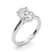 Elegant Sidestone Oval Diamond Engagement Ring in 10K/14K gold and platinum with certified lab-grown or natural diamonds