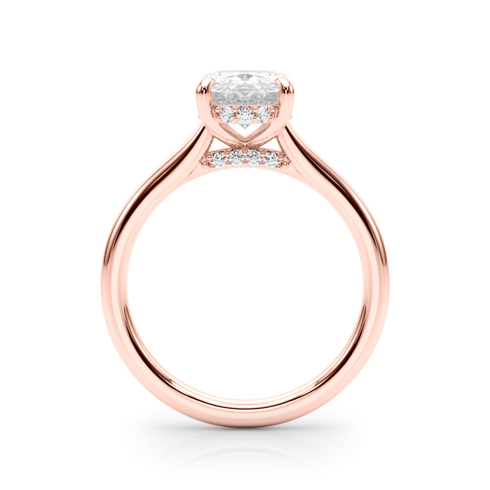 Elegant Sidestone Oval Diamond Engagement Ring in 10K/14K gold and platinum with certified lab-grown or natural diamonds