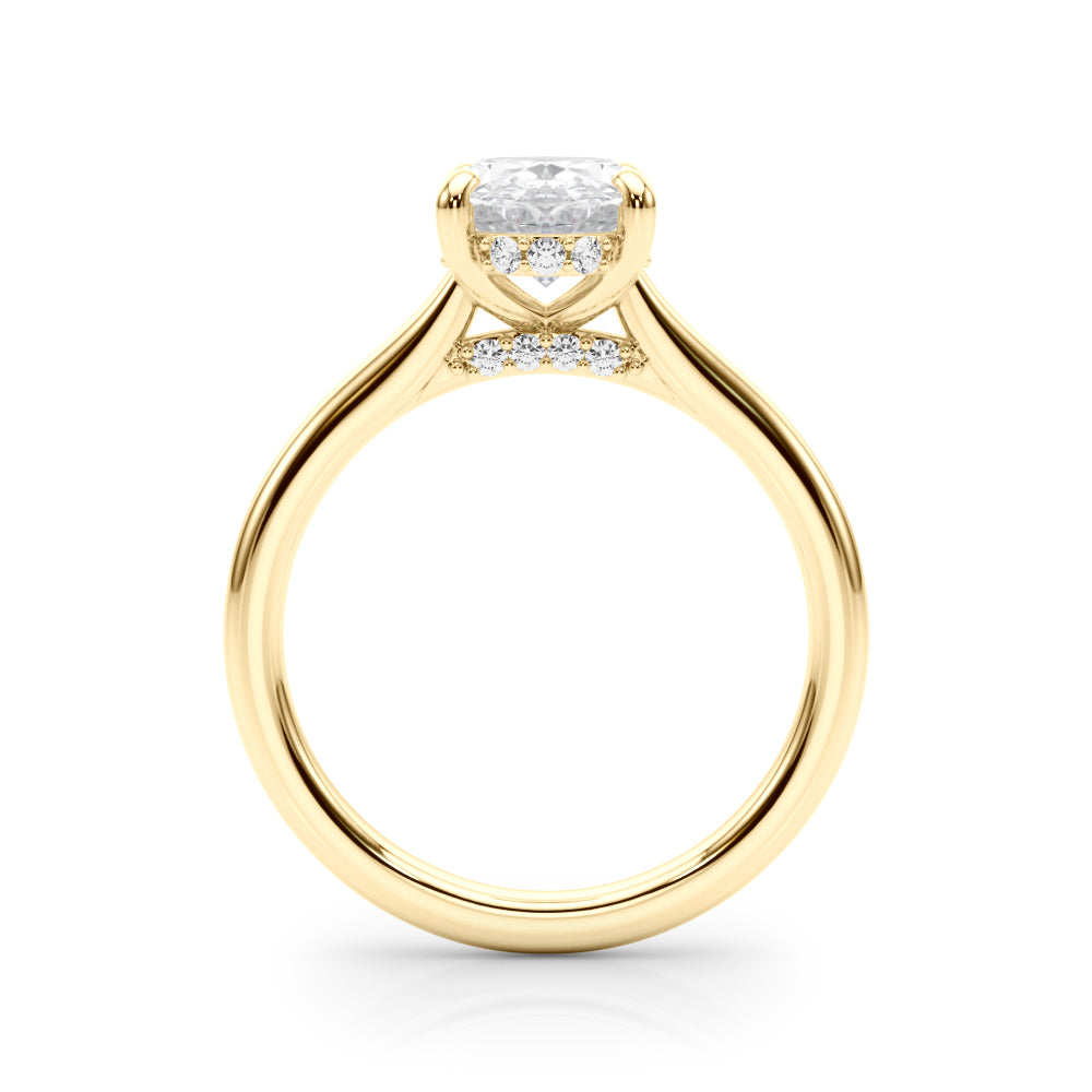 Elegant Sidestone Oval Diamond Engagement Ring in 10K/14K gold and platinum with certified lab-grown or natural diamonds